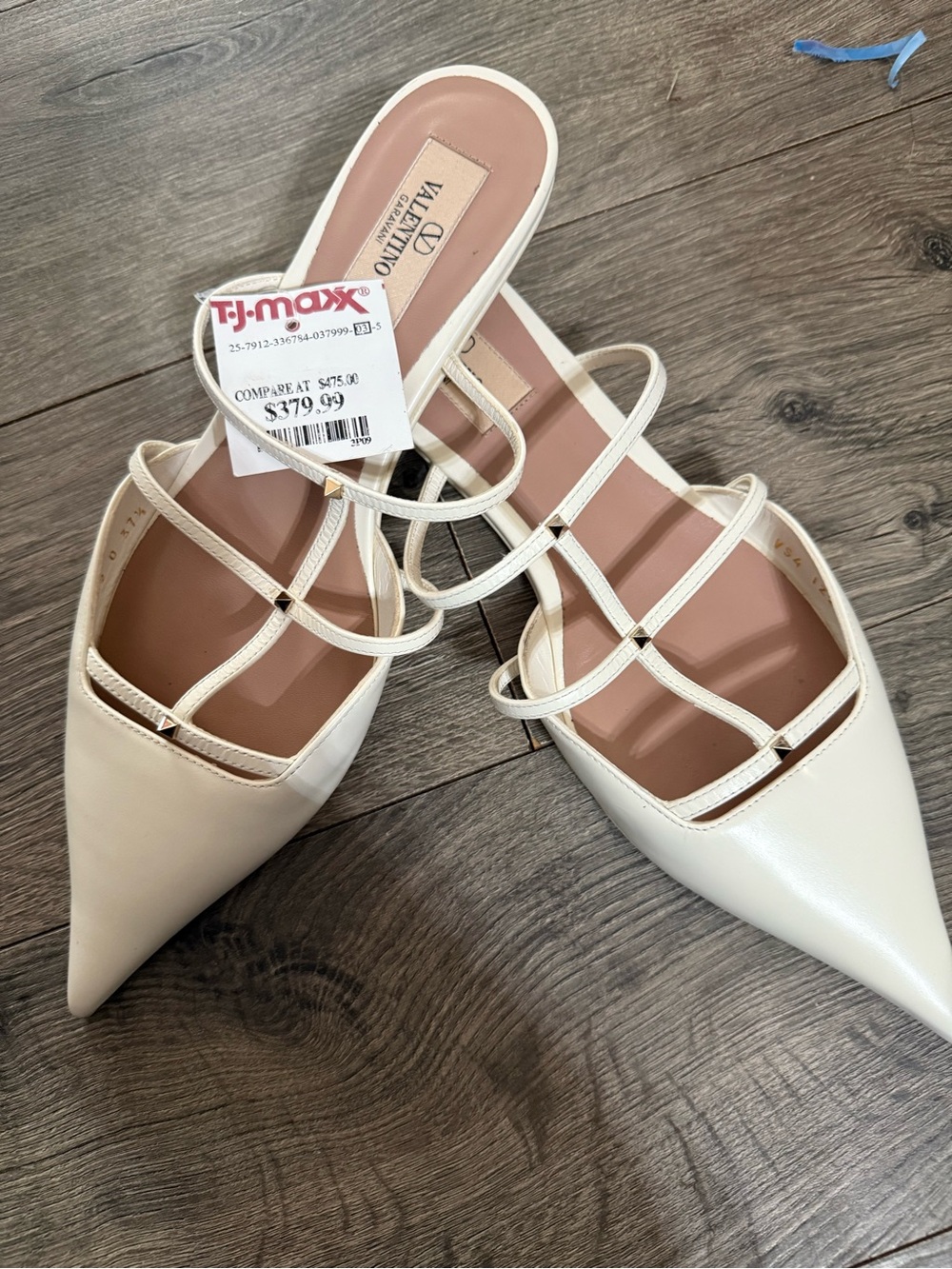 Valentino Ivory Strappy Pointed Mules